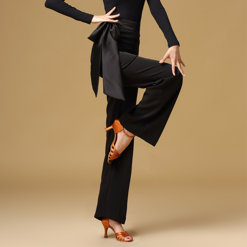 Latin dance pants women's new high waist ballroom dance trousers modern dance practice pants national standard dance wide leg Dance Pants