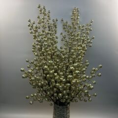 新年の花、金色のグリッターフルーツの枝、新年のフルーツ、手作りの金色のグリッターフェイクフラワーの装飾品、金色のフルーツの束、写真の小道具
