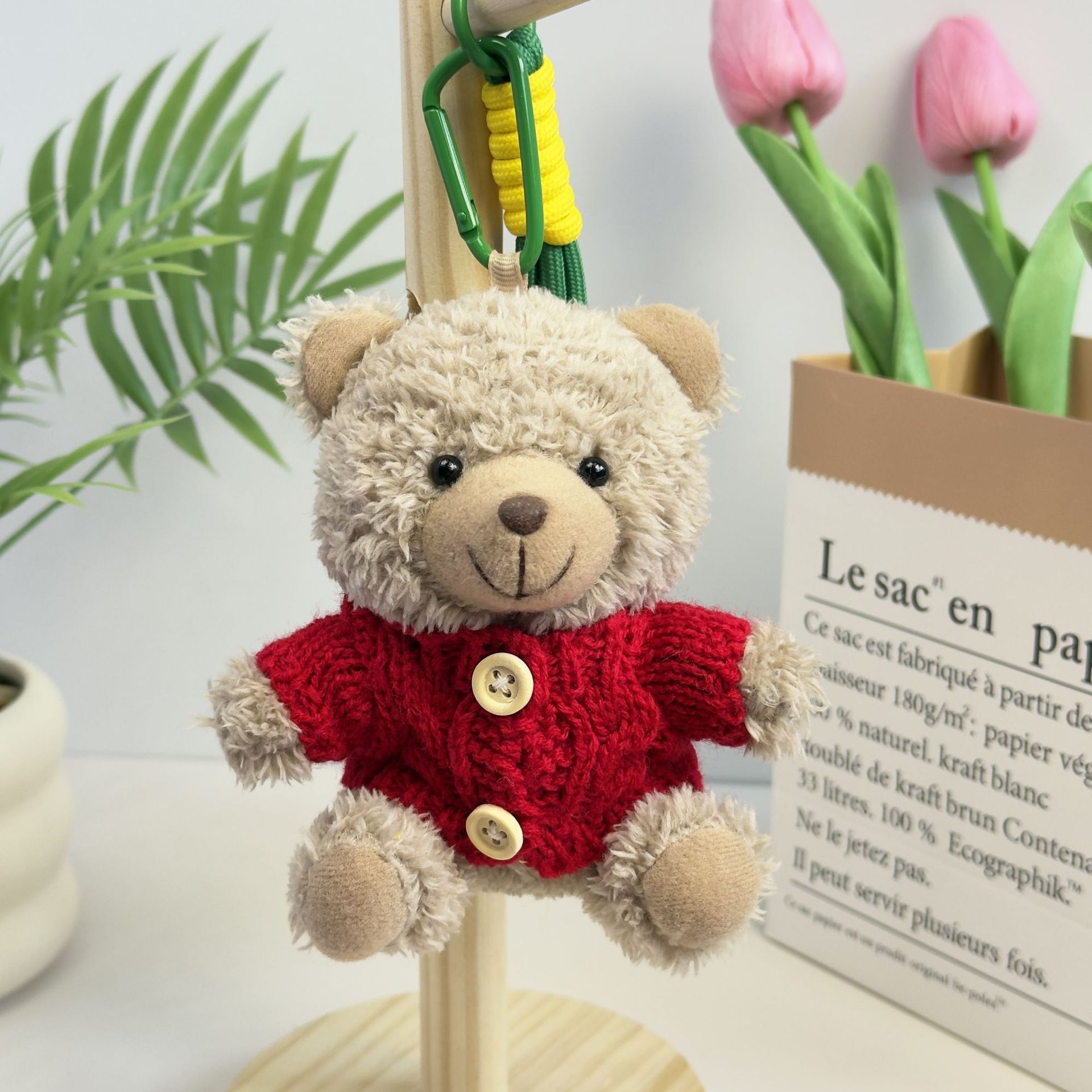 Suéter Teddy Bear Keychain bolsas colgantes muñecas de peluche creativas lindas gafas piloto Teddy Bear