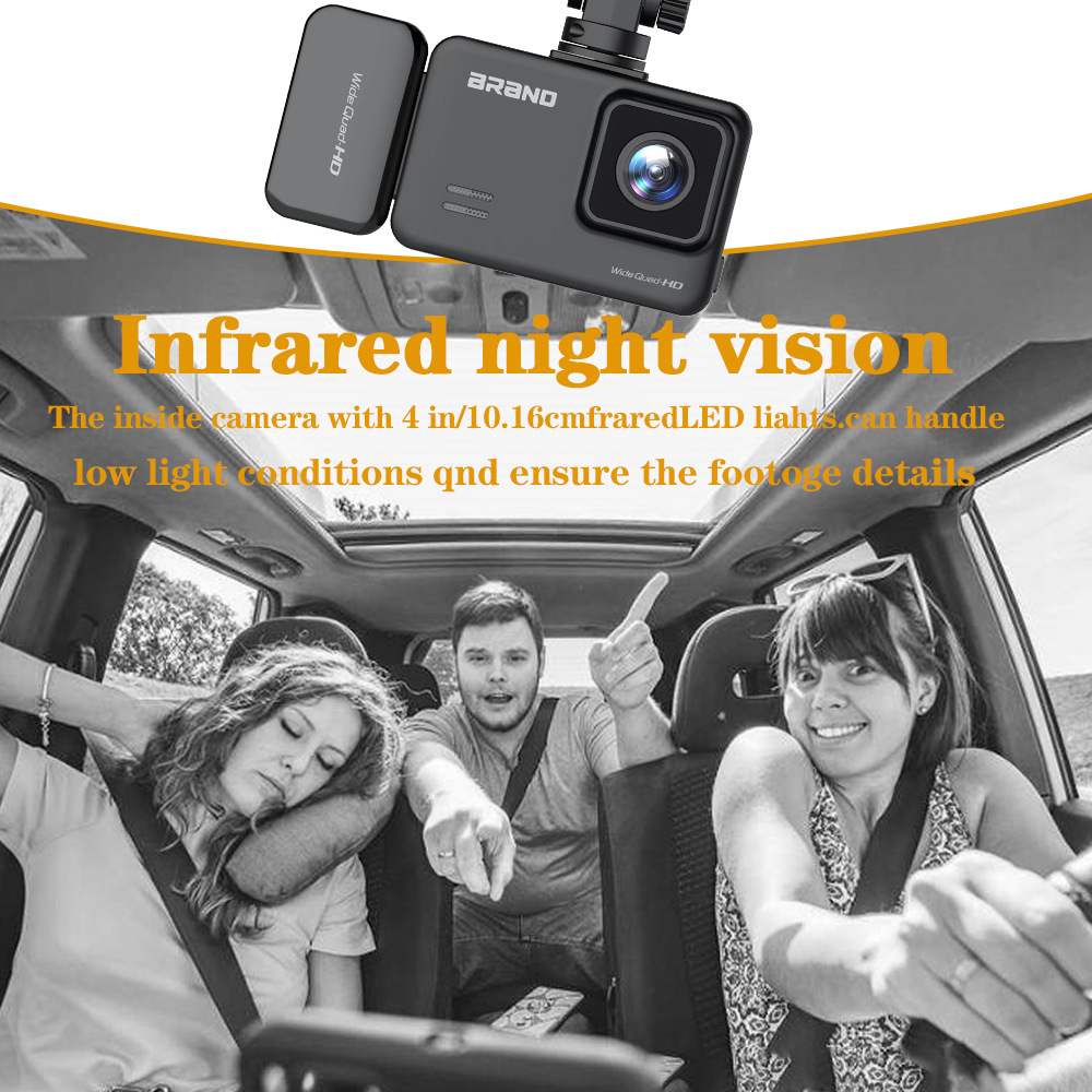 Multi-function three-recording driving recorder super wide-angle infrared night vision support WiFi reversing image parking monitoring