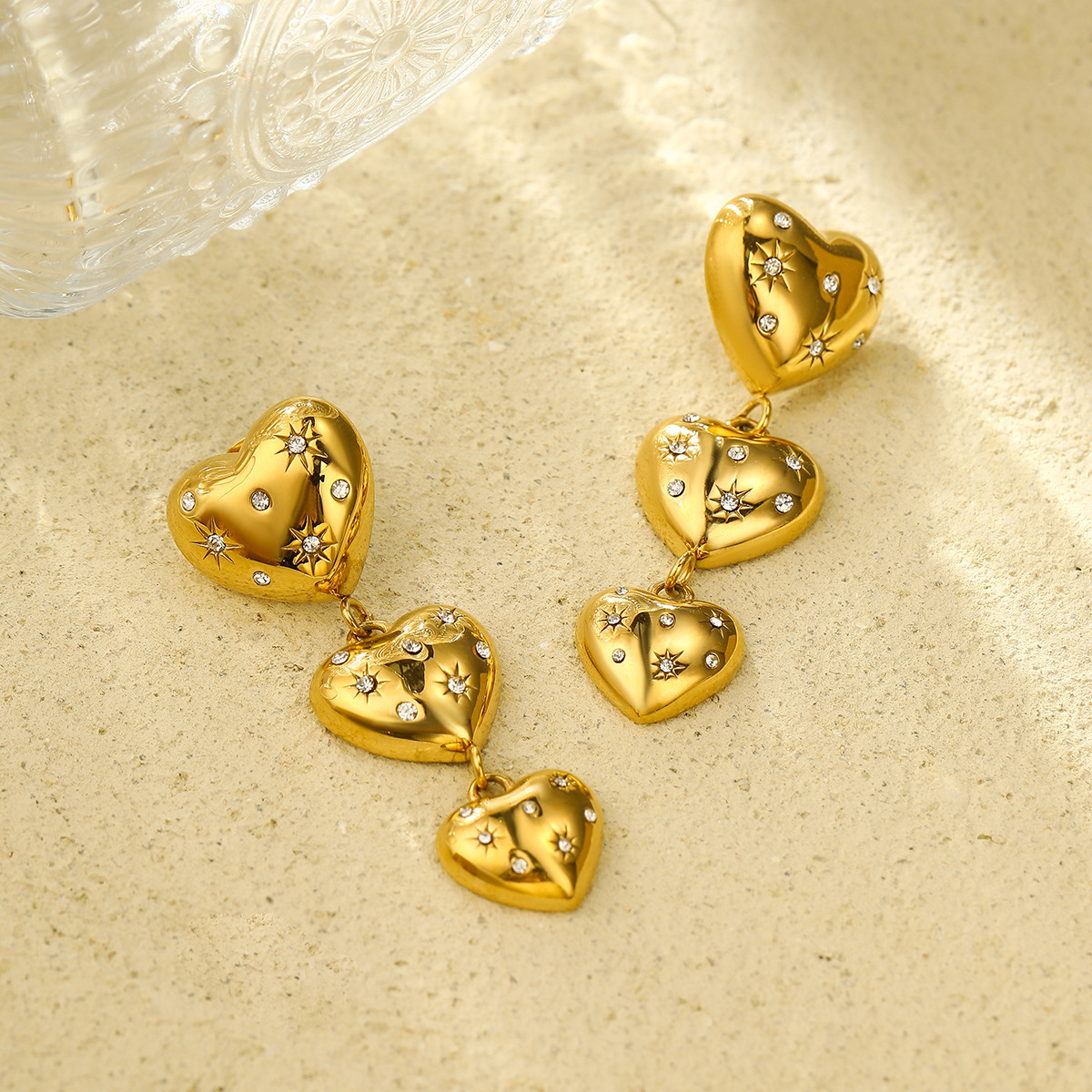 Daily Occasion 1 Pair Simple Style Heart Shape Titanium Steel Drop Earrings