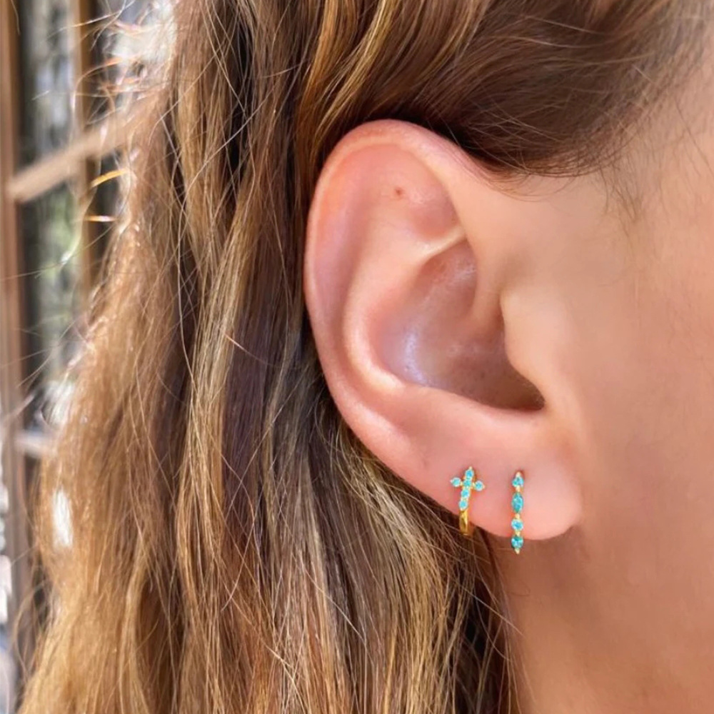 Women'S Gender Inlay Design 1 Pair 925 Sterling Silver Geometric Water Droplets Zircon Hoop Earrings Earrings