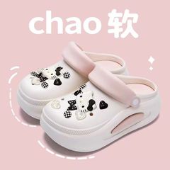 踩屎感洞洞鞋女士夏季外穿2024新款室內家居厚底增高防滑包頭涼拖