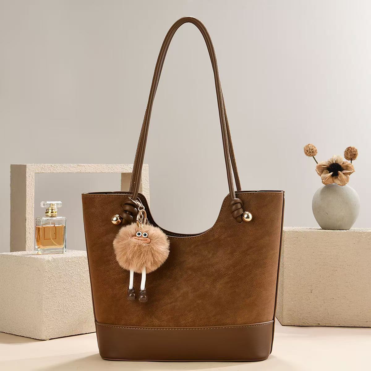 Muñecas colgantes empalmadas bolsos de mano de moda casuales versátiles retro simple mochila Totebag