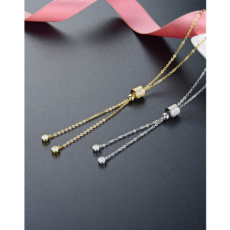 Con incrustaciones de circón oro pequeña cintura s925 Collar de plata estilo japonés y coreano personalidad creativa Cadena de clavícula femenina Fuente de fábrica al por mayor