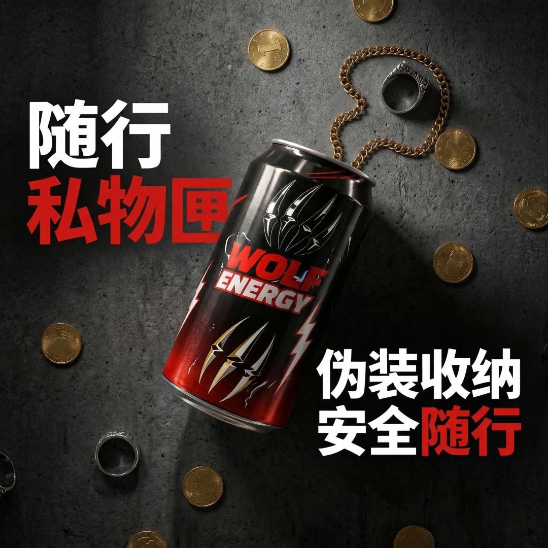 仿真易拉罐可乐瓶造型现金硬币储蓄罐野狼能量创意烟盒藏钱送男友
