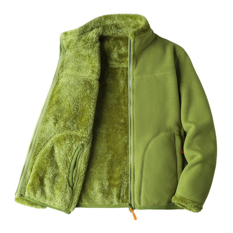 Women's Clothing Polar Fleece Tops Trendy Brand Double sided Thickened Coral Fleece Sweater Cardigan_voghion.com