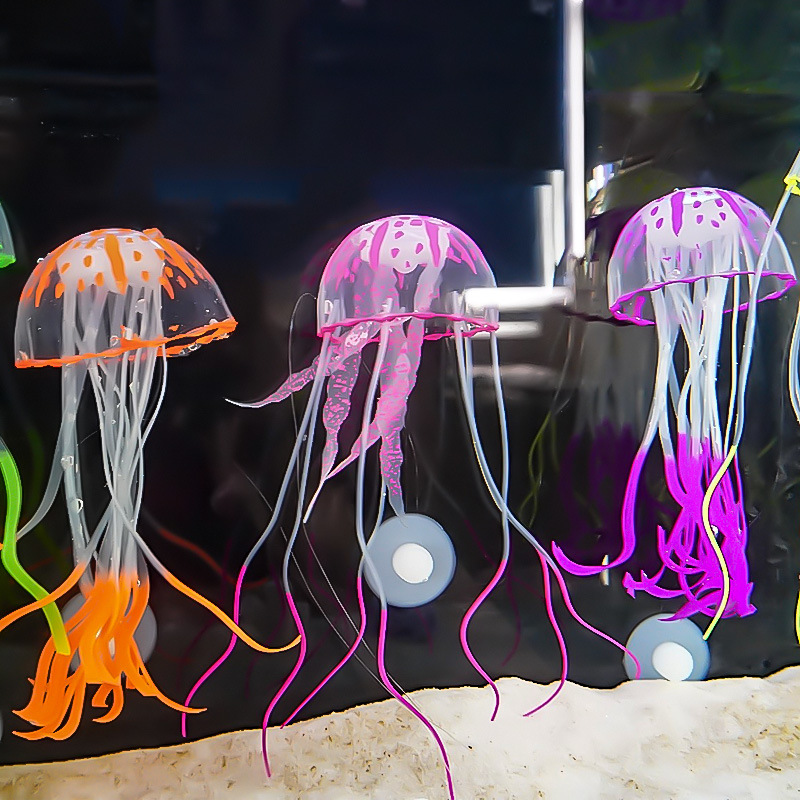 Decoraciones para acuarios, plantas acuáticas artificiales, medusas simuladas suaves, adornos flotantes de medusas para acuarios, nuevos adornos de medusas de silicona