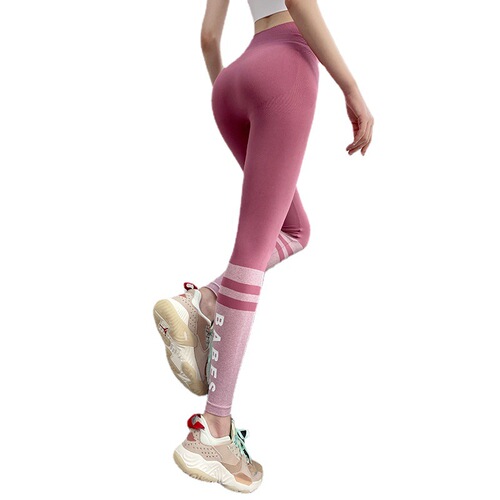Fitness pants for women, high-waisted, abdominal-controlling, stretchy sports training outerwear leggings, letter peach butt-lifting yoga pants, autumn and winter