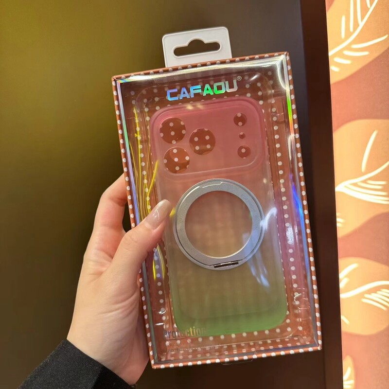 Suitable for iPhone 17 Pro Max Pivot Case, Apple 16 Gradient Color-Blocking 360-Degree Rotating Magnetic Stand Phone Case