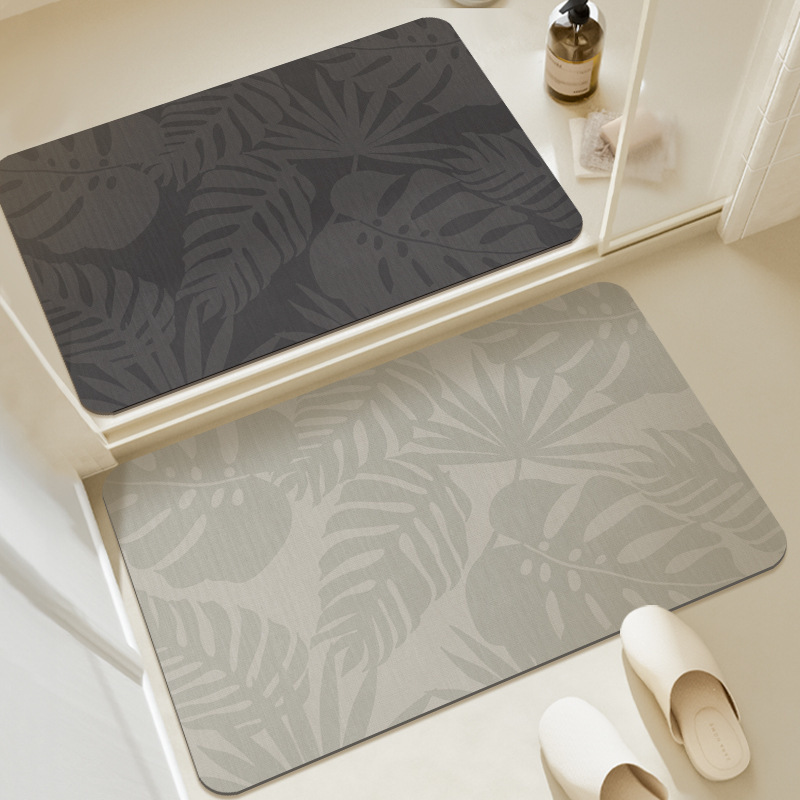 Modern Minimalist Solid Color Diatomaceous Earth Floor Mat for Bathroom Entrance, Water-Absorbing Foot Mat, Wear-Resistant Non-Slip Mat for Bathroom Foyer