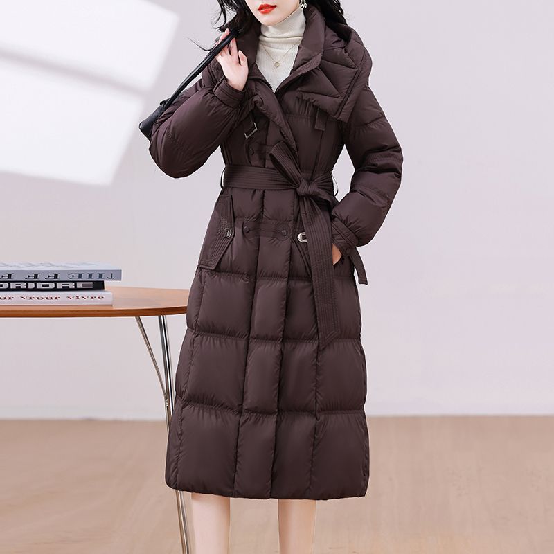 羽绒服女冬季加长款洋气收腰显瘦2025新款加厚过膝保暖白鸭绒外套|undefined