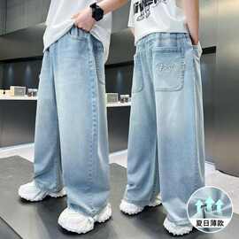 男童夏季阔腿牛仔裤2025新款直筒开始儿童防蚊裤男孩夏天裤子薄款