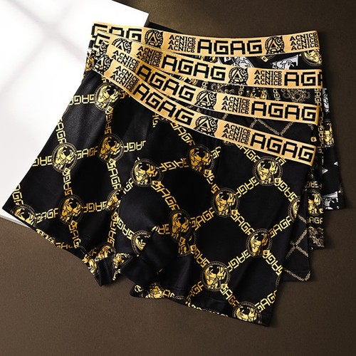 Men's Black Gold Trendy Large Size Breathable Sports Four Corner Shorts for Men, Unisex Flat Bottom Underwear, Cross-border Wholesale