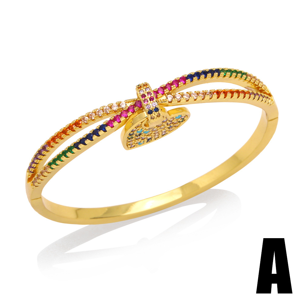 Fashion Bear Heart Shape Copper Bracelets Plating Zircon Copper Bracelets