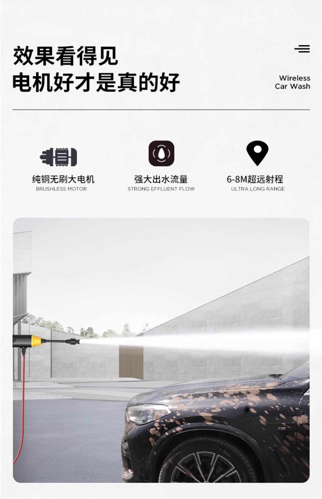 Wireless Car Washing Machine High-Pressure Water Gun Household Car Cleaning Artifact Powerful Lithium Battery Charging Booster Wholesale