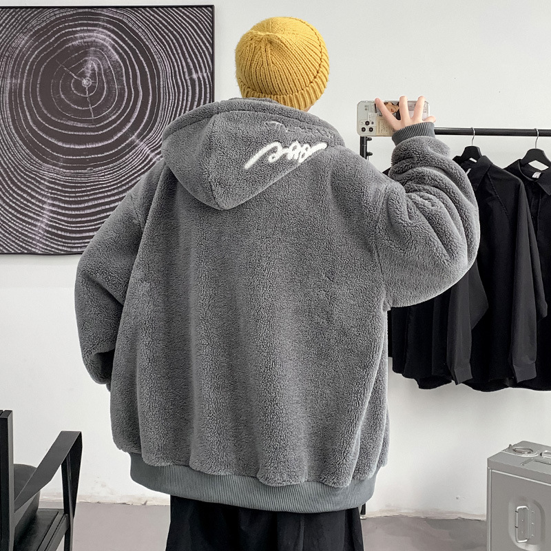 Ropa de invierno con forro polar engrosado abrigo de algodón acolchado para adolescentes cálido abrigo de lana de cordero para hombres