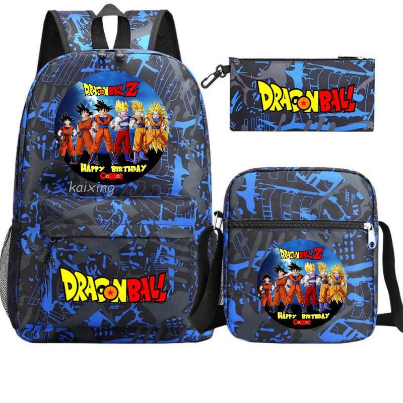 Juventud Dragon Ball mochila estudiante bolsa de hombro bolsa de viaje conjunto de 3 piezas
