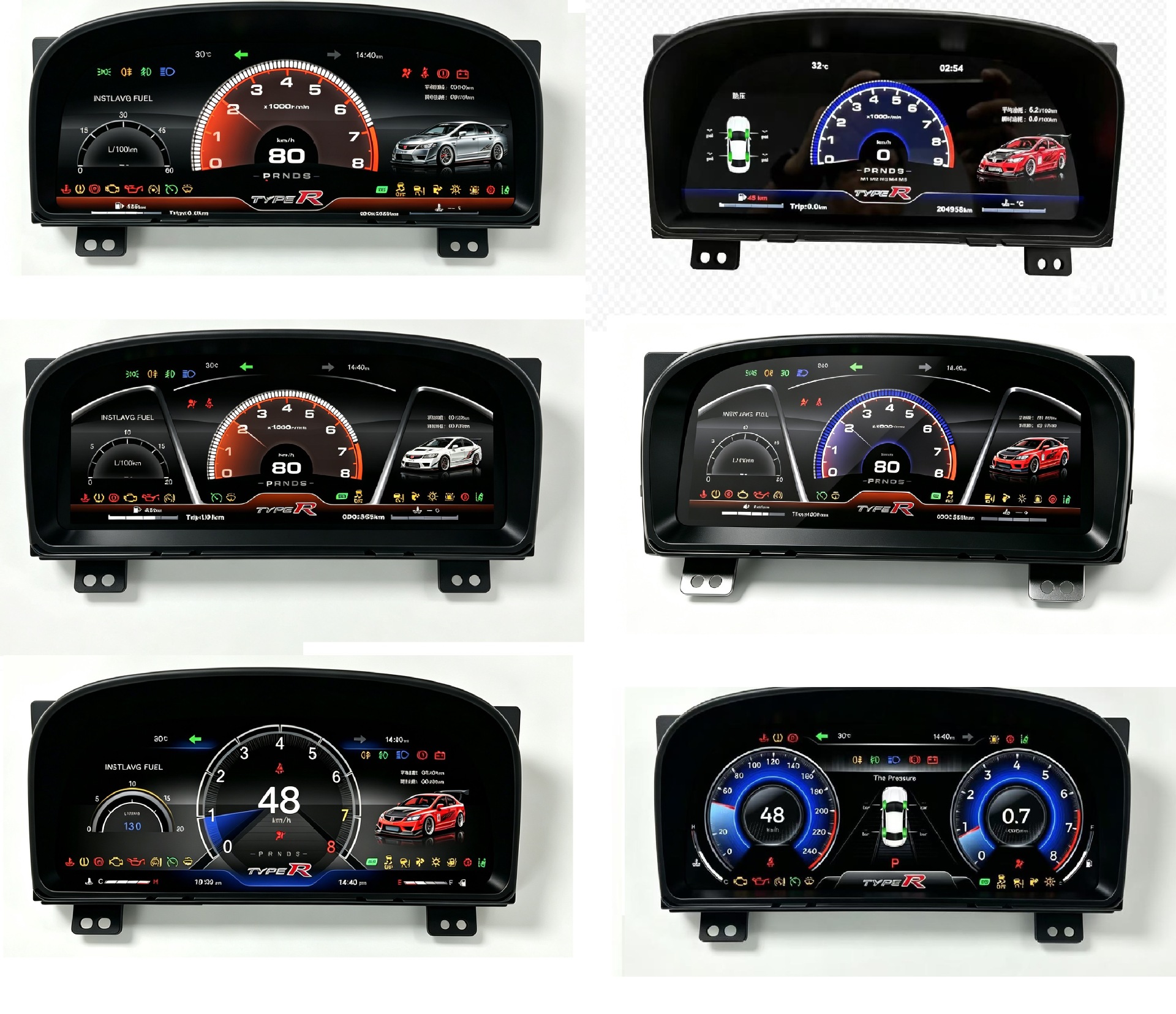 Compatible with Honda 8th generation Civic 2006-2012, full LCD instrument panel non-destructive plug-and-play modification and upgrade