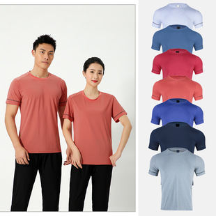 Sports short sleeve casual spring and summer new season style round neck quick-drying running group outdoor fitness training group top