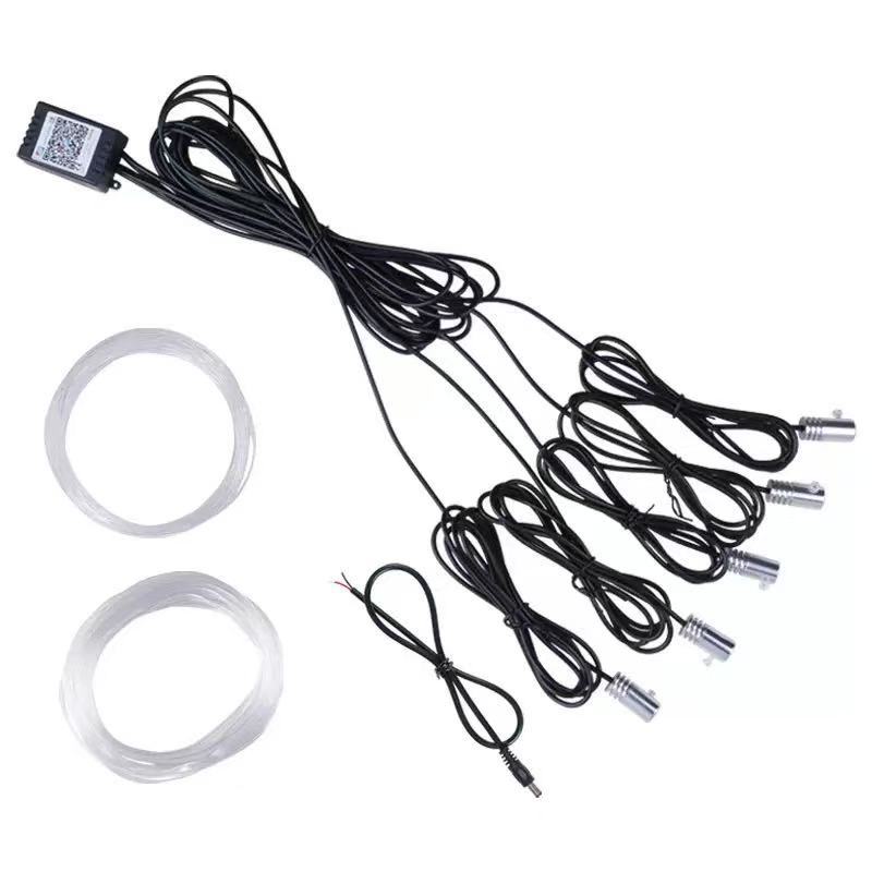 Car cold light atmosphere lamp car modified LED fiber RGB colorful APP control threading cross-border hot sale
