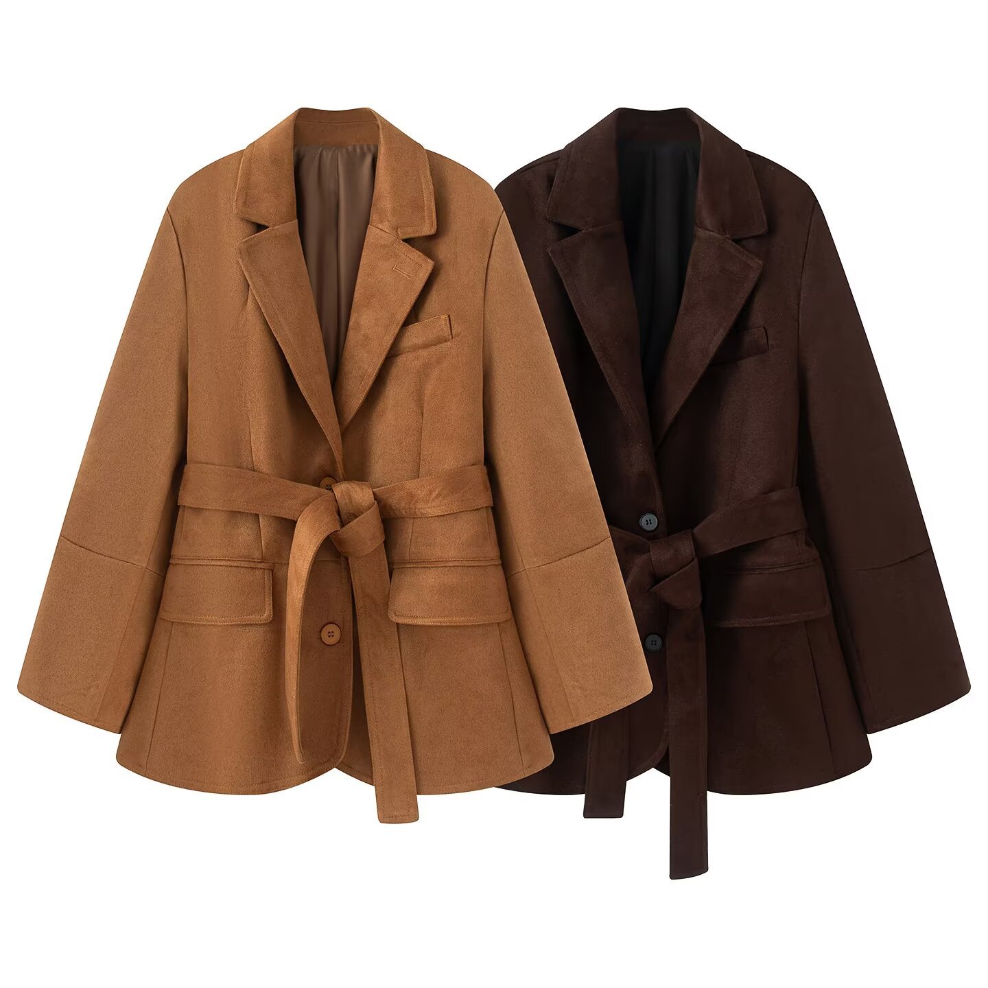 Cross-Border European and American 2025 Autumn and Winter New Casual Elegant Simple Suede Suit Versatile Jacket with Shoulder Pads for Women