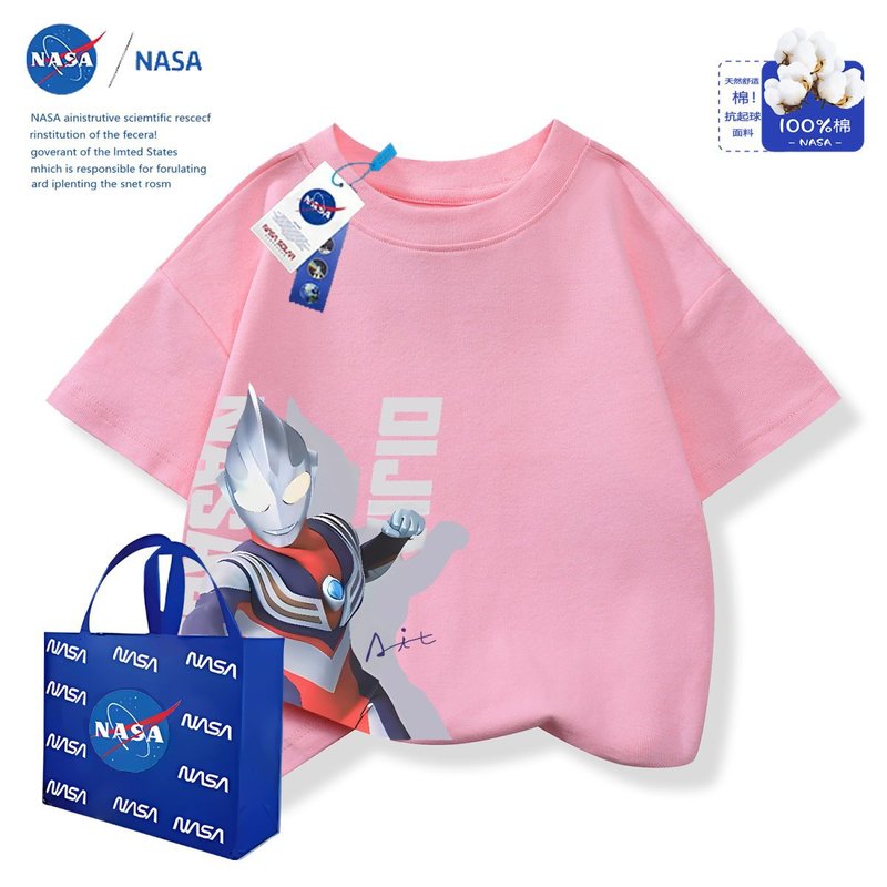 NASA奥特曼男童t恤短袖新款夏季中大童男孩纯棉上衣休闲|undefined