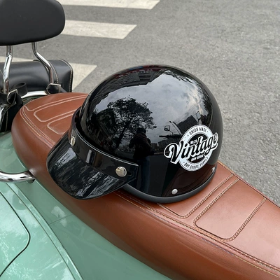 Factory in stock tide brand 3C electric car helmet motorcycle GB half helmet summer sunscreen universal safety helmet for men and women (Motosiklet kaskı (dəbilqə)) - 3c-english-black-brim