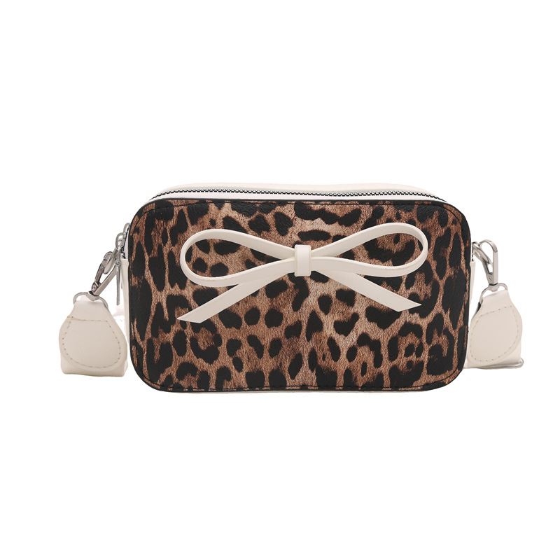 Impresión de moda de arco de invierno 2024 nueva moda de moda personalidad de leopardo mochila de hombro pequeño bolso cuadrado para mujeres