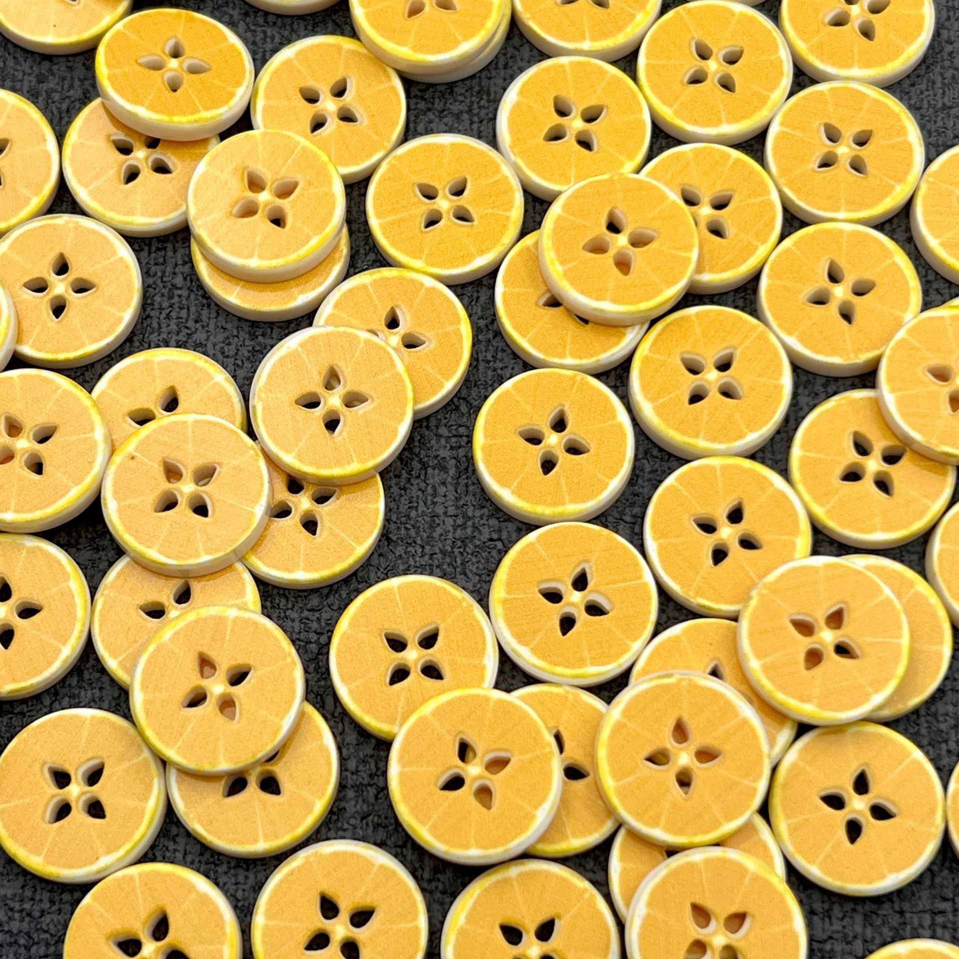 切片柠檬可爱DIY卡通纽扣 童装外套四眼衬衫扣POLO衫发饰装饰扣子
