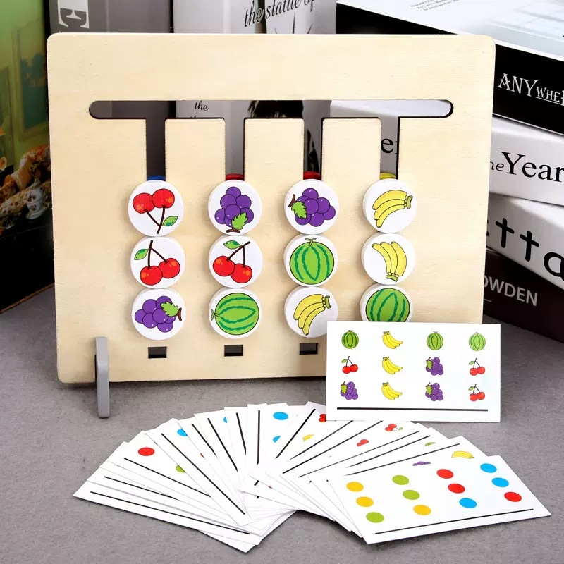 Cuatro colores para caminar de doble cara de ajedrez Montessori para niños Educación Temprana rompecabezas tablero de juego pensamiento lógico entrenamiento Cerebro Juguete