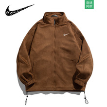 男装2025春秋立领外套男日系麂皮绒茄克男运动学生宽松情侣夹克女