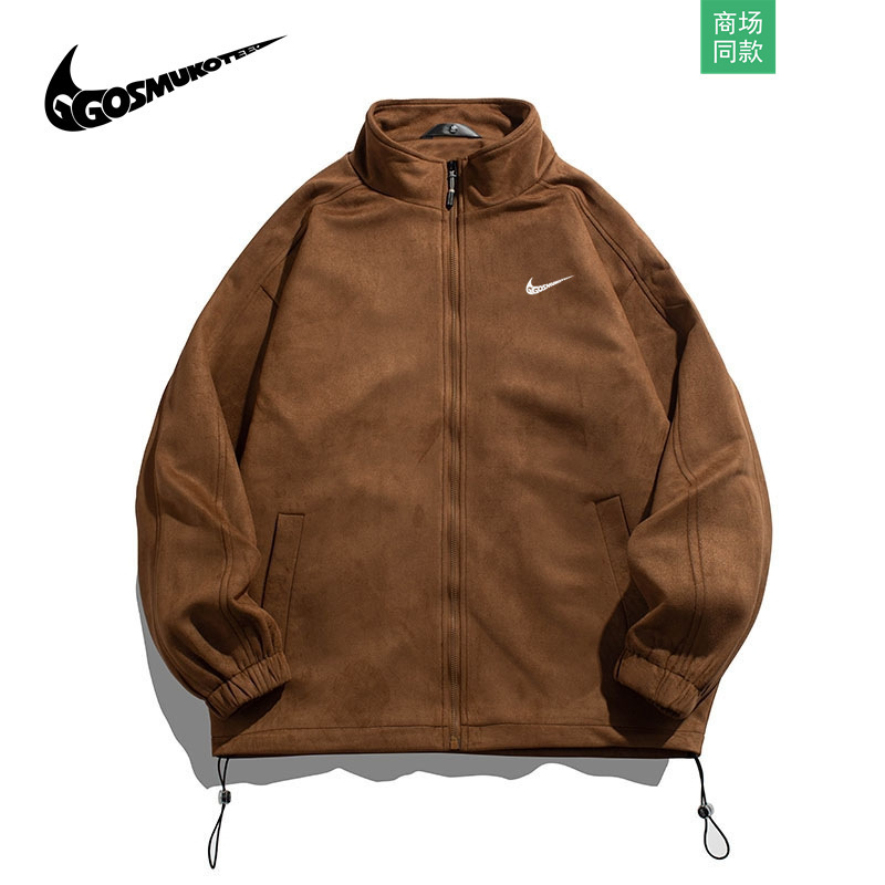 Men's 2025 Spring and Autumn Stand Collar Jacket Men's Japanese Style Suede Jacket Men's Sports Student Loose Couple Jacket Women