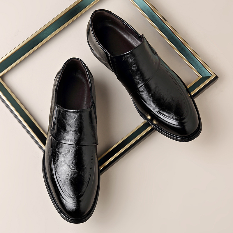 Zapatos de cuero para hombre otoño y invierno vestido formal de negocios de cuero suave con una punta de pedal trajes zapatos de boda para novio image 5