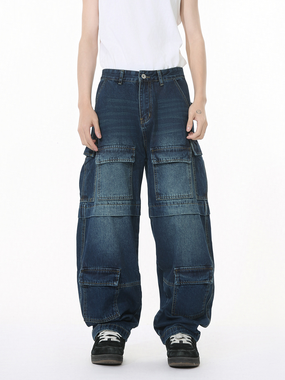 MTLCLOTHES Hombres| Nuevos pantalones de herramienta de diseño de bolsillo americano de peso pesado de alta calle