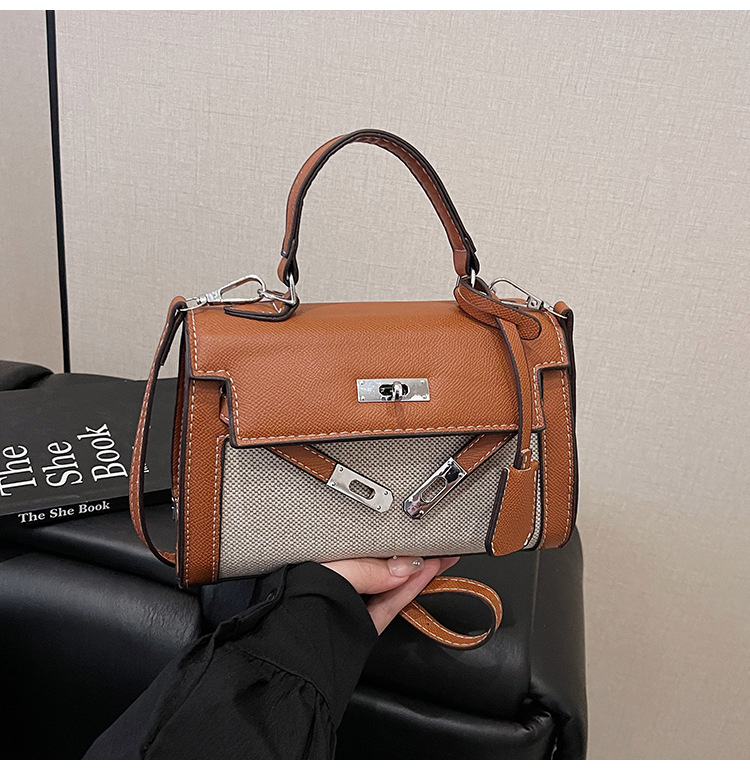 Bolsos para mujer 2025 nuevo estilo transfronterizo costura de color en contraste bolso Kelly de mano moda de alta gama bolso de mensajero de un solo hombro