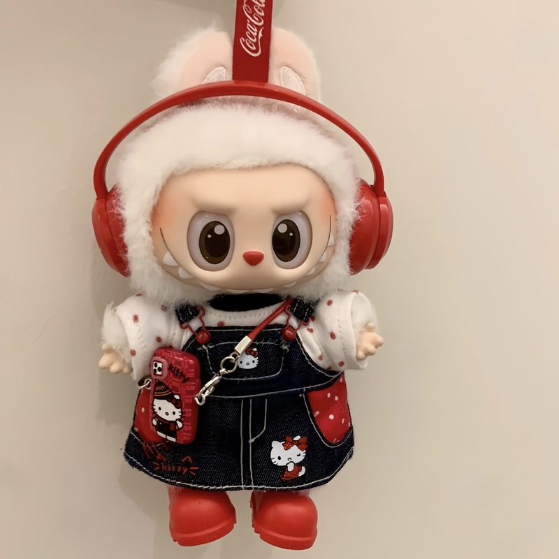 ラブブ labubu ビニール ハローキティ ベビー服 第一世代、第二世代、第三世代 17cm ハローキティ スタンディングオーバーオール|undefined