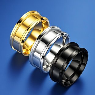 Stainless Steel Ring Does Not Fade Ins Style 8mm Double Bevel Groove Blank Dly Titanium Steel Ring Gold Jewelry Accessories