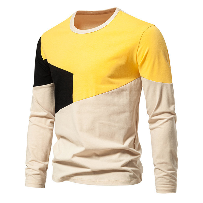 Herr t-shirt med lång ärm rund hals höst vinter stil mode_voghion.com