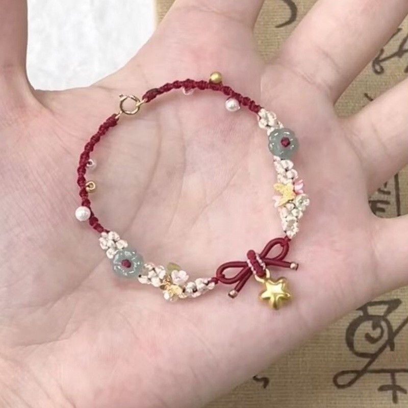 新しい中国風の蓮の星手織りブレスレットニッチ蝶織りブレスレットシンプルなハイエンドアクセサリーブレスレット|undefined