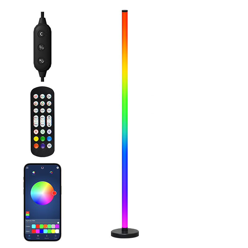 Торшер RGB большое круглое основание алюминий