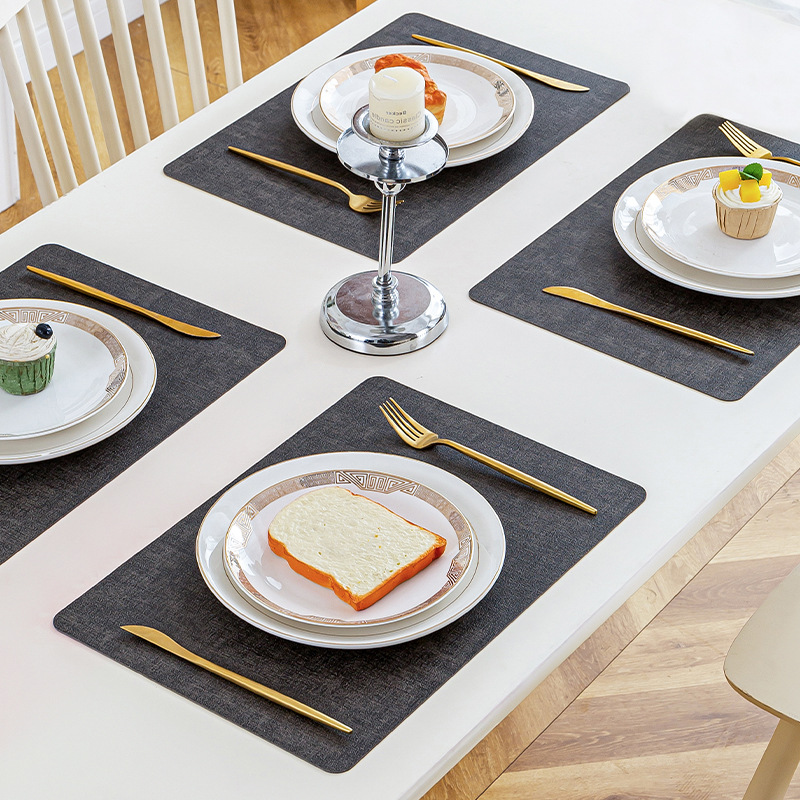 Nórdico de alta calidad almohadilla de comedor occidental de doble cara cuero de vaca impermeable a prueba de aceite almohadilla de mesa de restaurante de hotel antideslizante y resistente al desgaste