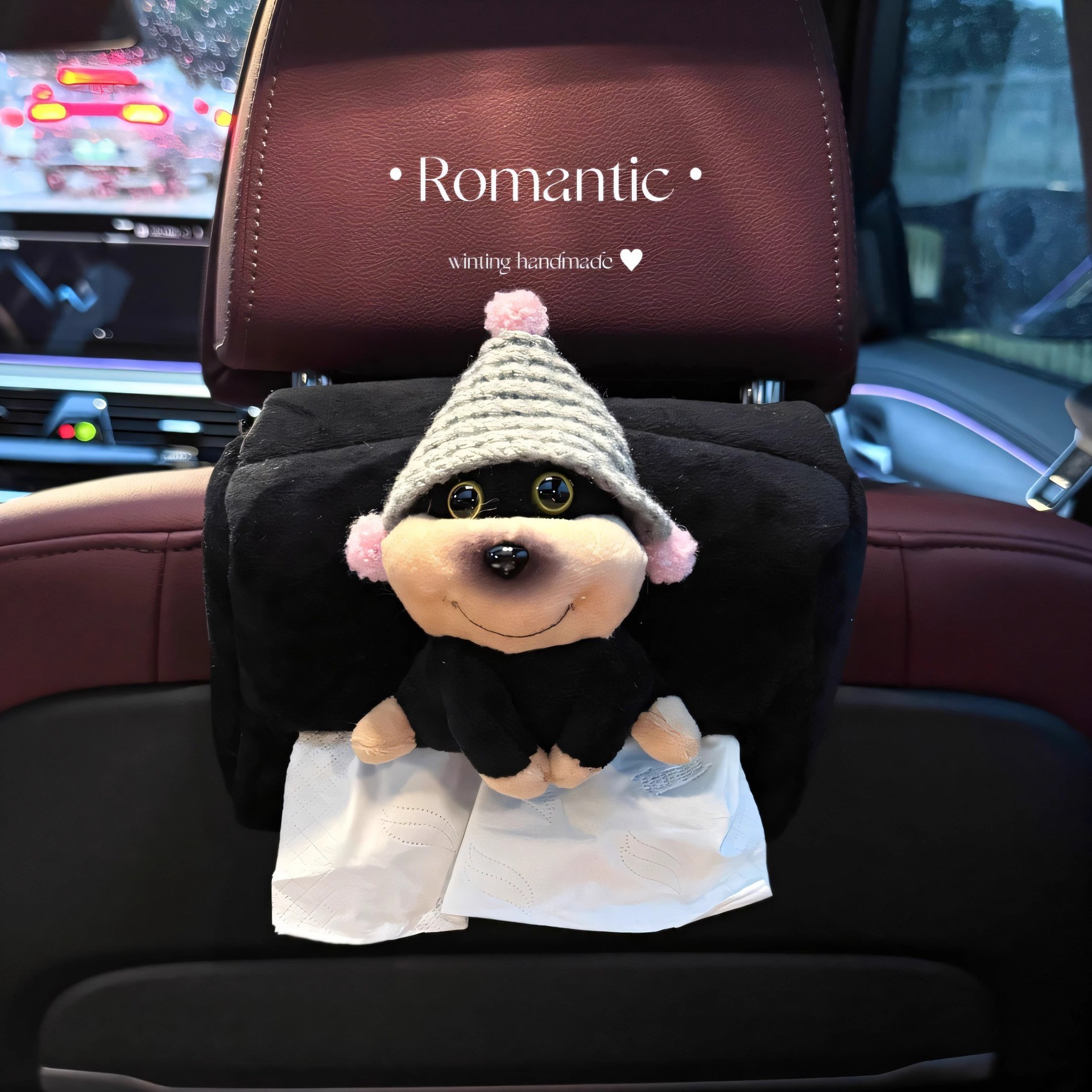 Bee Puppy Creative Car Tissue Box Cute Car Seat Hanging Bag Decoration Girl's Ornaments 2025 New