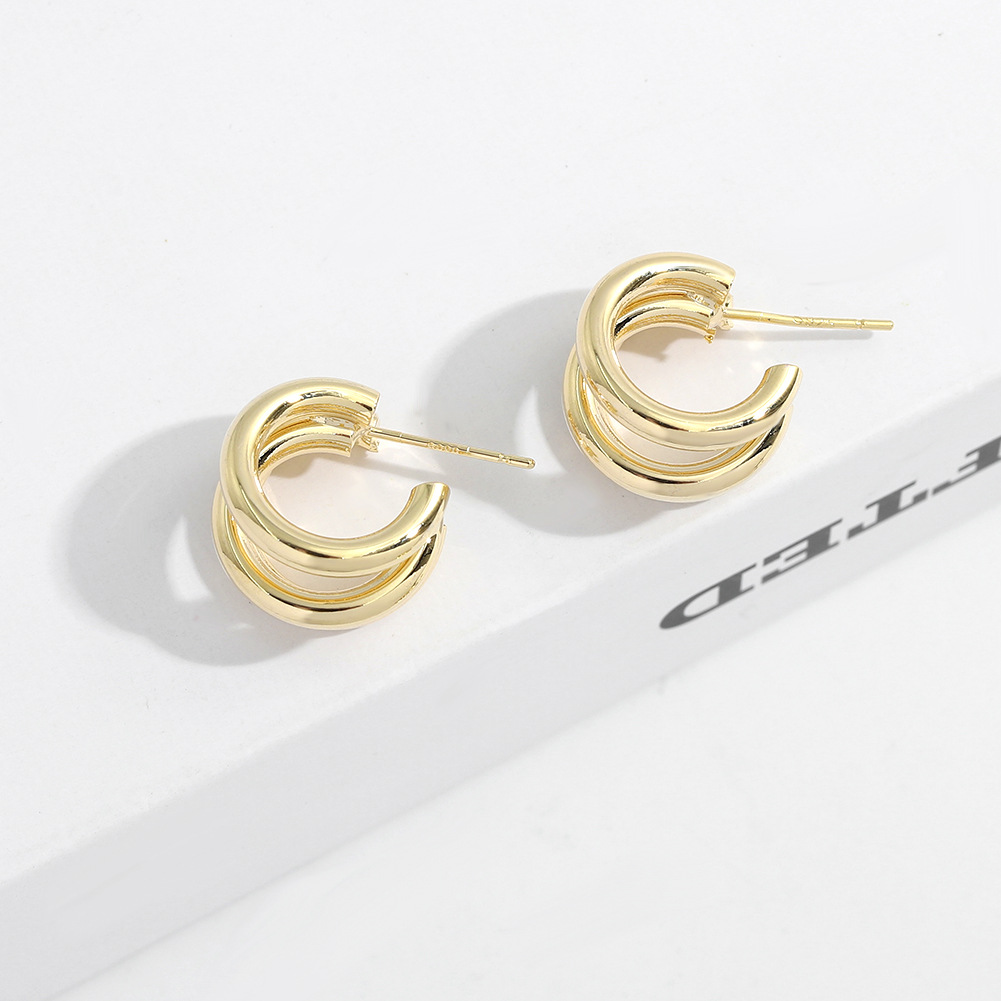 Retro C-shaped Multi-layer Earrings display picture 11