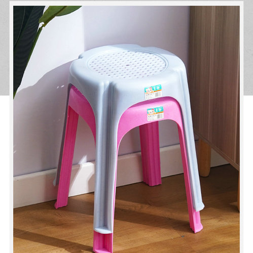 Wholesale plastic stools for home use, thick chairs, living room benches, adult dining chairs, high stools, stackable square stools, hot glue stools