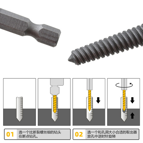 Sliding tooth broken wire screw extractor broken head screw extractor electric hexagonal handle removal and removal tool 5-piece set
