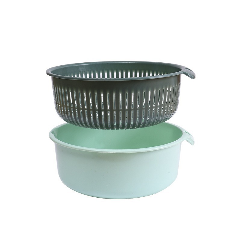 Nueva cesta de drenaje de doble capa de color de la cocina cesta de lavado de verduras de plástico hueco conjunto de drenaje de plástico multifuncional