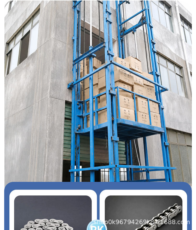 Electric Hydraulic Lifting Platform with a Load Capacity of 3 Tons, Single-Rail and Double-Rail Cargo Lift, Simple Rail-Type Cargo Elevator