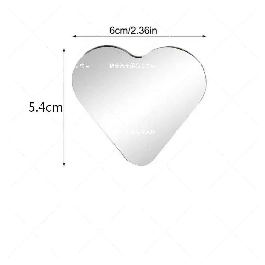 360 Degree New Car Rearview Mirror Heart-shaped Frameless Round Mirror
