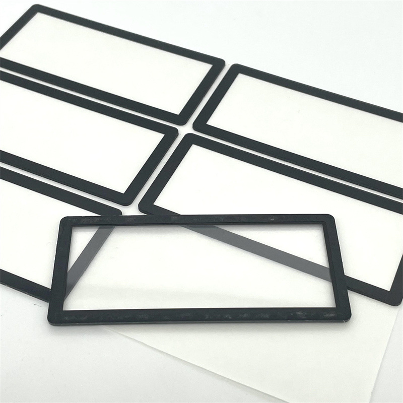 网版丝印加工黑色边框PMMA/PC透明视窗保护镜片区域带背胶CNC精雕